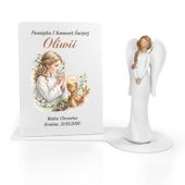 Statuetka z Aniołek Figurka 3D Dedykacja Pamiątka Komunii dla Dziewczynki