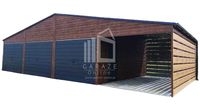 GARAŻ BLASZANY 9m x 5m + Wiata 3m 2x drzwi - 3x Brama rynny ID388