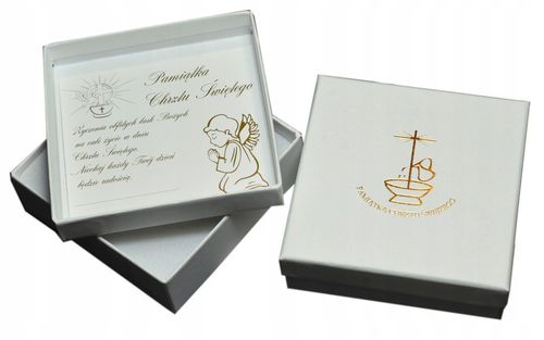 Złoty Łańcuszek z Medalikiem 585 z aniołkiem Na CHRZEST+ Prezent na Arena.pl