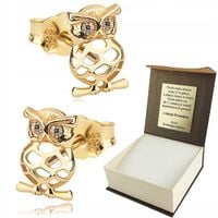 Złote Kolczyki Sowy z Cyrkoniami pr.333 Grawer