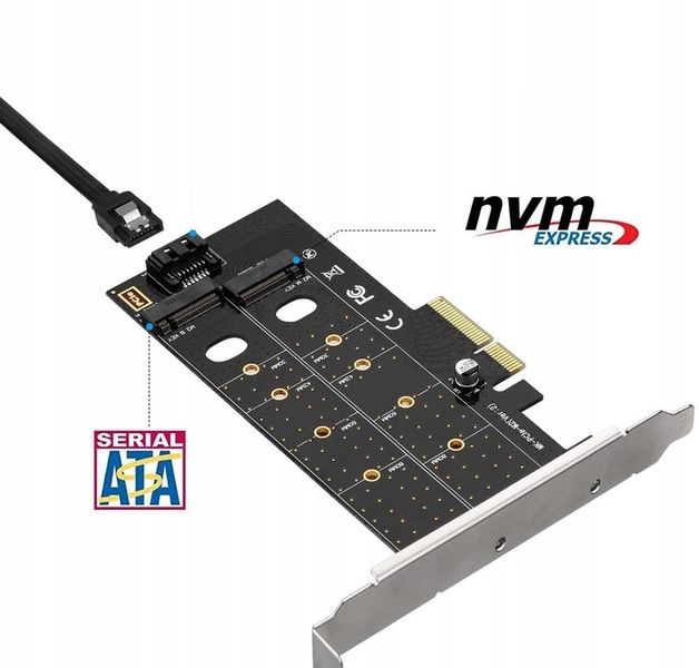 Adapter 2x dysk M.2: SATA + NVMe do PCI-E x4 Dual zdjęcie 2