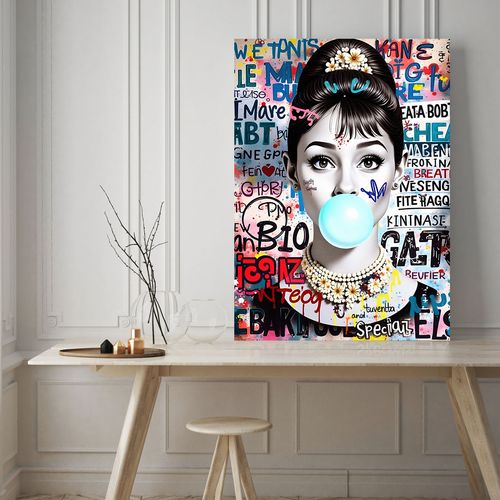 Obraz na płótnie audrey hepburn z balonem 50x70 cm na Arena.pl