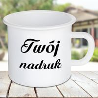 Duży, biały metalowy kubek emaliowany 500ml z Twoim nadrukiem