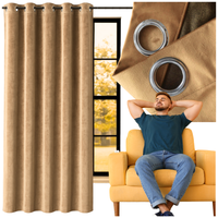 Zasłona welurowa 140x250 cm przelotkach beżowa kółka velvet zaciemniająca