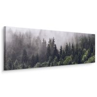 Obraz Panoramiczny LAS We Mgle Krajobraz Natura Drzewa 145cm x 45cm