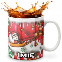 KUBEK 330ml Z GRAFIKĄ PREZENT NA ŚWIĘTA WZORY - MIKOŁAJ RENIFER + IMIĘ