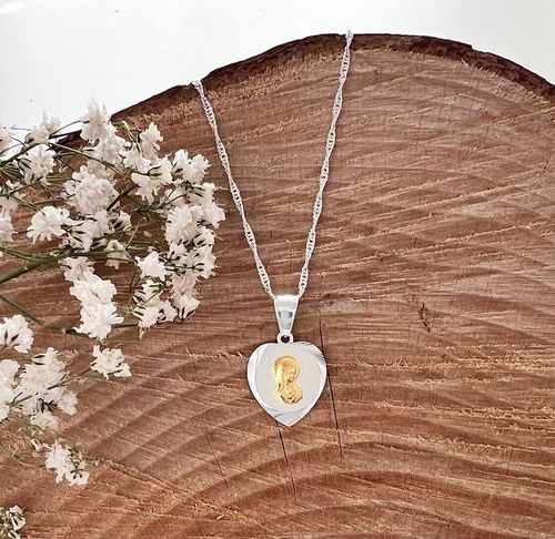 Srebrny zestaw komunijny łańcuszek i medalik pozłacana pasyjka 45 cm GRAWER na Arena.pl