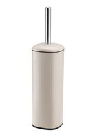 Szczotka WC z metalowym zamykanym pojemnikiem NUBO beżowa matowa kwadratowa