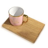 Różowo-Złota Filiżanka z Drewnianą Podstawką + NADRUK Prezent dla Babci