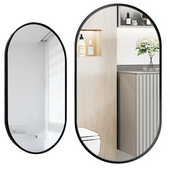 DUŻE LUSTRO OWALNE Industrialne ŁAZIENKOWE SALON SYPIALNIA CZARNE 100x50 CM