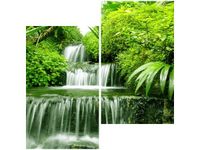 60X60CM WODOSPAD LESIE DESZCZOWYM DWU OBRAZ ŚCIAN