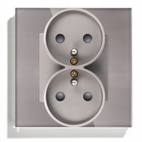 GNIAZDKO GNIAZDO SZKLANE Z BOLCEM PODWÓJNE GNIAZDKA KONTAKTY SZARE 1F