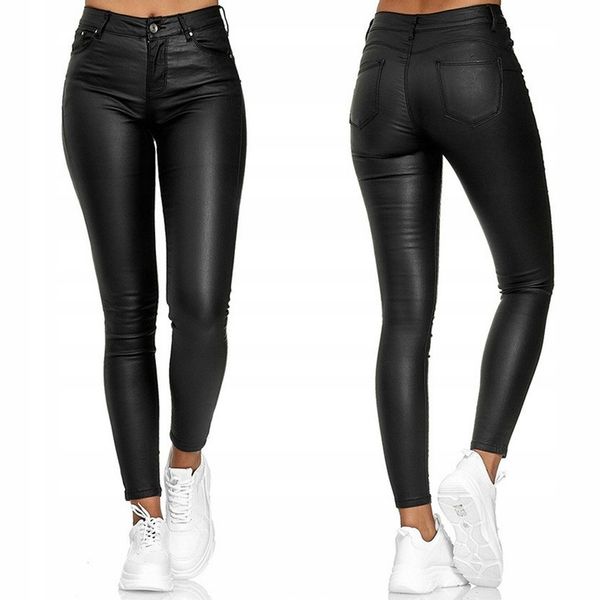 DAMSKIE SPODNIE MODELUJĄCE WOSKOWANE SKÓRA PUSH-UP zdjęcie 1