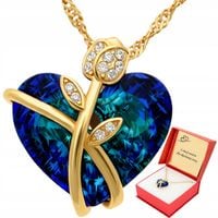 ZŁOTY NASZYJNIK KRYSZTAŁ RÓŻA SERCE ZAWIESZKA Srebro 925 Grawer na Prezent