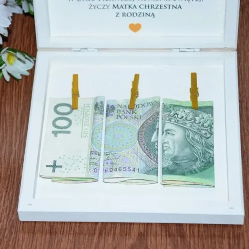 Pudełko ala koperta Pamiątka I Komunii na pieniądze prezent chrzestnej na Arena.pl