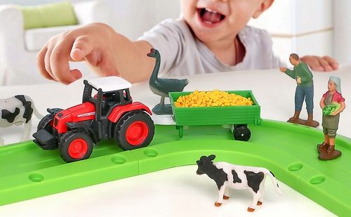 Mega Farma Gospodarstwo STODOŁA OBORA FGURKI ZWIERZĘTA DROGA + 3 TRAKTORY na Arena.pl