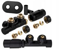 ZAWÓR TERMOSTATYCZNY GRZEJNIKA DUOPLEX CZARNY MAT+MASKOWNICA OWALNA ZESTAW