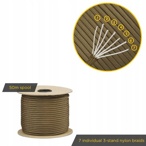 Linka EDCX 4mm Paracord 550 - (Coyote Brown, 50 m) na Arena.pl