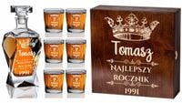 SKRZYNKA KARAFKA SZKLANKI DO WHISKY Z GRAWEREM!