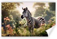 Fototapeta PREMIUM STRUKTURA ZMYWALANA tapeta NA WYMIAR zebra na wolności
