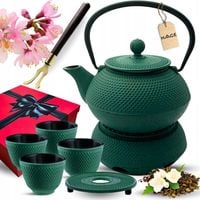 CZAJNIK ŻELIWNY EMALIOWANY IMBRYK DO HERBATY 0,9L Z PODGRZEWACZEM PREZENT