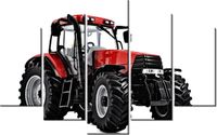 70 100CM OBRAZ 5 ELEM CZERWONY TRAKTOREK DRUK PŁÓTNO