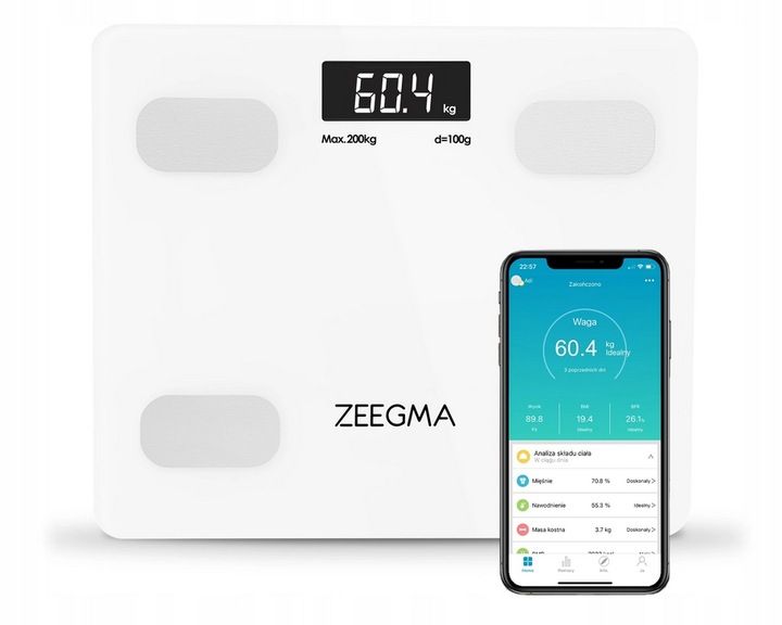 INTELIGENTNA WAGA ŁAZIENKOWA BLUETOOTH ANALITYCZNA APLIKACJA ZEEGMA 17W1 zdjęcie 5