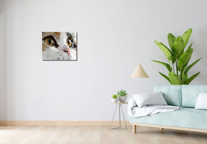 Obraz 50x40cm Nitkowany Kot zdjęcie 2