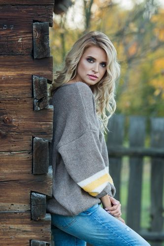 Sweter oversize F578 Szary UNI na Arena.pl