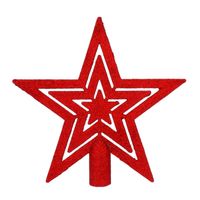 GWIAZDA NA CHOINKĘ CZERWONA BROKATOWA CZUBEK CHOINKOWY SZPIC 20 cm