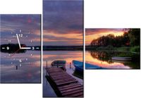 100CM 70CM ZEGAR 3 ELEM JEZIORO WOLSZTYŃSKIE ŚCIENNY OBRAZ