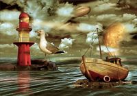 Fototapeta 3D WIDOK statek latarnia 390x280 FLIZ