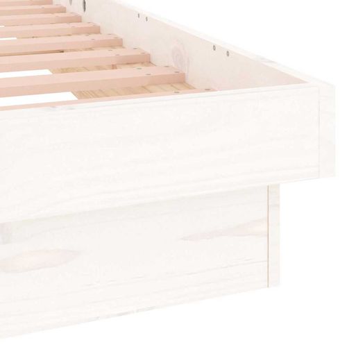 Rama łóżka z LED, biała, 75x190 cm, pojedyncza, lite drewno na Arena.pl