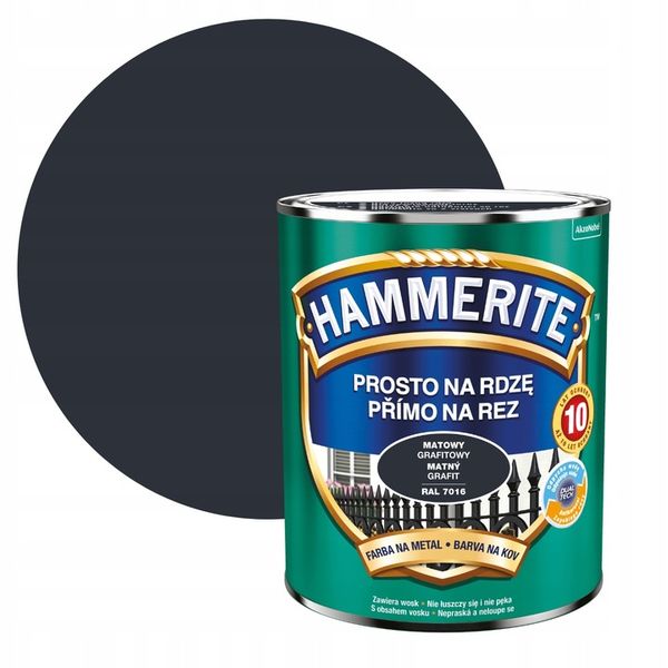 HAMMERITE NA RDZE 0,7L GRAFITOWY MAT zdjęcie 1