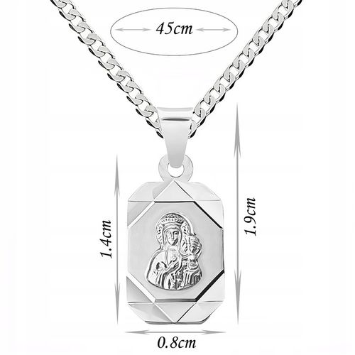 Łańcuszek srebrny Medalik komunijny MATKA BOSKA na Komunię czy Chrzest 45cm na Arena.pl