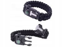 BRANSOLETKA SURVIVAL 5w1 PARACORD KRZESIWO KOMPAS