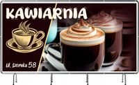 BANER REKLAMOWY 200x100 cm plandeka duży wybór wzorów KAWIARNIA