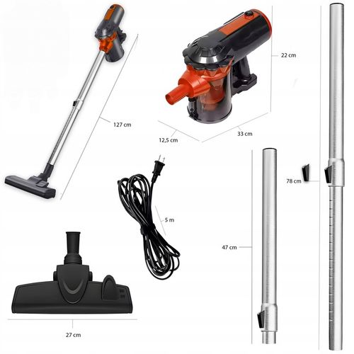 ODKURZACZ PIONOWY RĘCZNY CYKLONOWY BEZWORKOWY MOCNY 650W 5W1 PORĘCZNY na Arena.pl