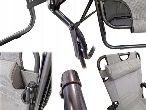 ROZKŁADANY LEŻAK ŁÓŻKO POLOWE TURYSTYCZNE SKŁADANE RIVIERA II JASNY SZARY na Arena.pl