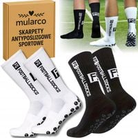 SKARPETY ANTYPOŚLIZGOWE PIŁKARSKIE SPORTOWE BIAŁE DŁUGIE 34-38 - 2
