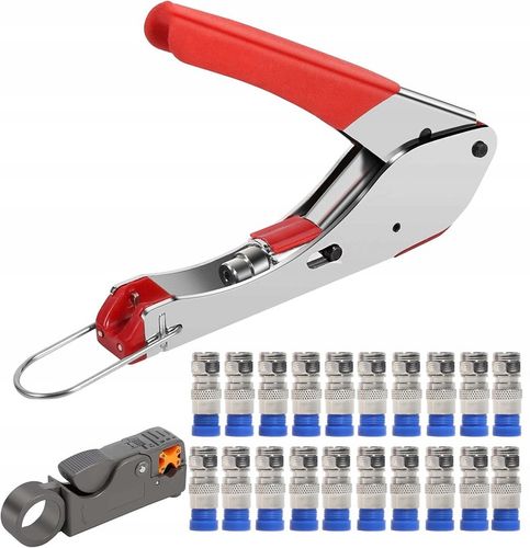 ZACISKARKA WCISKACZ ZESTAW SZCZYPIEC KOMPRESYJNYCH + 20SZT WTYCZKA F RG59/6 na Arena.pl