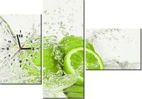 100CM 70CM ZEGAR 3 ELEM LIMONKA WODZIE ŚCIENNY OBRAZ