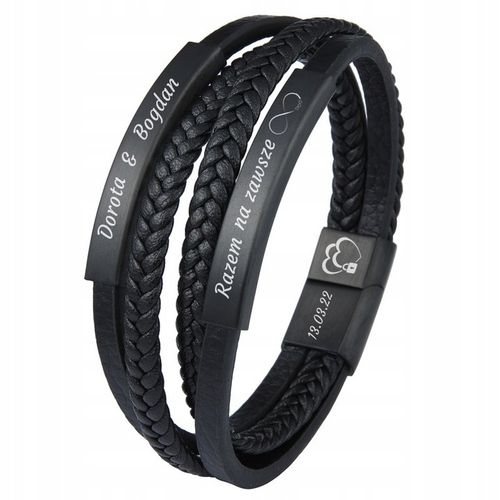 Bransoletka skórzana PODWÓJNA dzień OJCA dla TATY SYNA z GRAWEREM prezent na Arena.pl