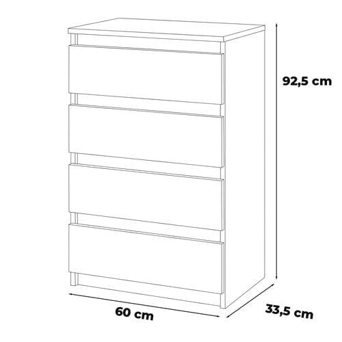 Komoda 4 Szuflady 60cm Dąb Wenge Biały Mat Pojemna Szafka Nowoczesna Rtv na Arena.pl