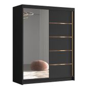 Szafa przesuwna FLAVIO III 150-pojemna garderoba-CZARNY