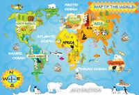 FOTOTAPETA MAPA ŚWIATA ZWIERZĘTA dziecięca 395x280