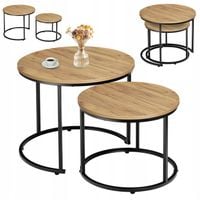 ZESTAW STOLIKÓW KAWOWYCH 2w1 STOLIKI KAWOWE OKRĄGŁE ROZKŁADANE STOLIK ŁAWA