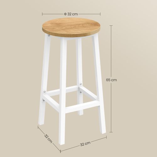 Taboret barowy - dąb / nogi białe na Arena.pl