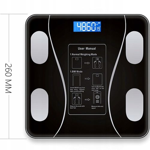 WAGA ŁAZIENKOWA BLUETOOTH SMART 25w1 180Kg ANALITYCZNA INTELIGENTNA + METR na Arena.pl
