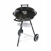 Grill kociołek węglowy z półką kółkami pokrywą czarny